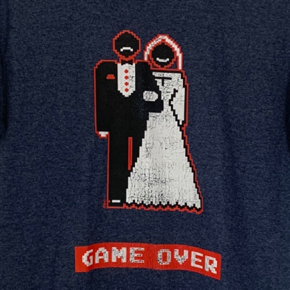 Game Over Wedding Couple Video Game T-Shirt Sz M - Picture 2 of 4